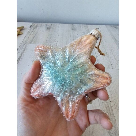 Glass beaded life-size starfish ornament pink Xmas tree - Picture 5 of 8